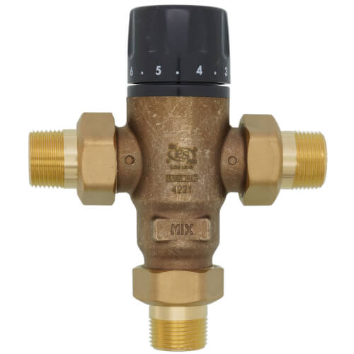 CALEFFI 521500A 3/4 Inch NPT Lead-Free 3-Way Thermostatic Mixing Valve 85-155F