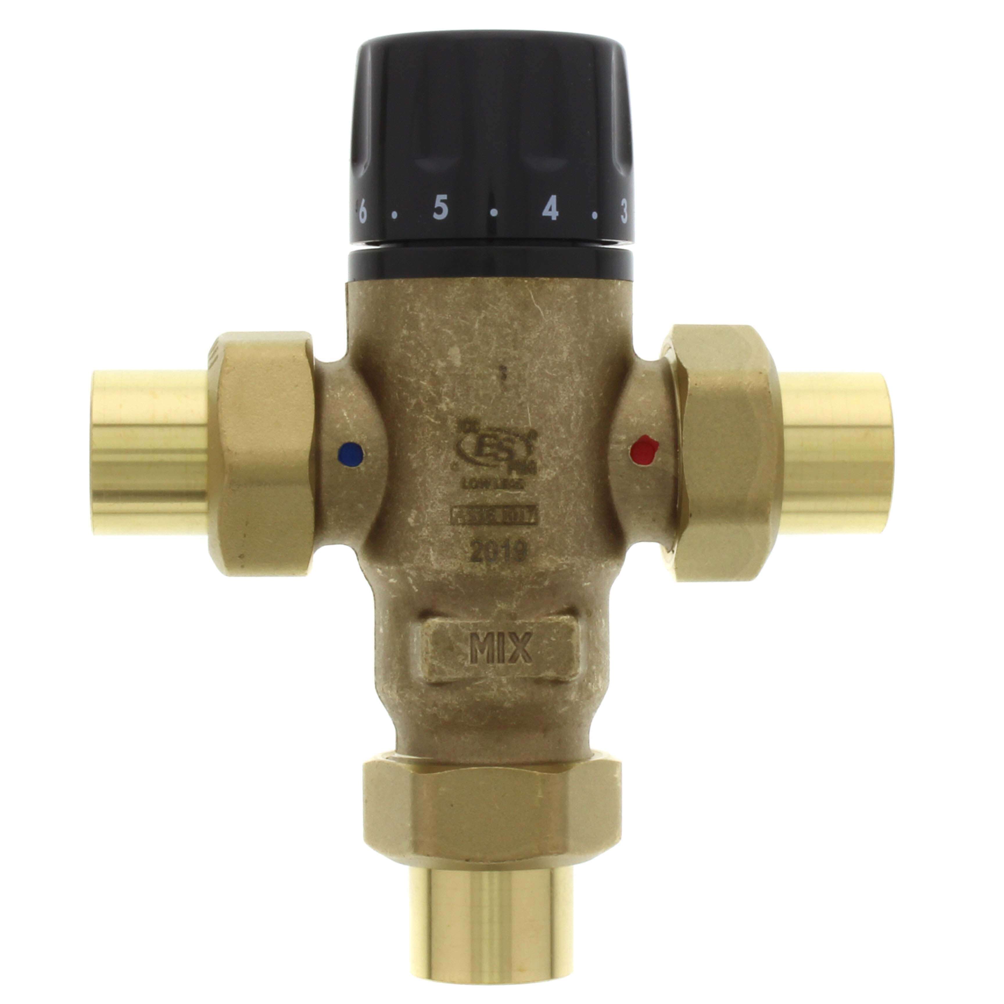 Caleffi 521509A 3-Way Thermostatic Mixing Valve Low-Lead Brass 3/4 Sweat