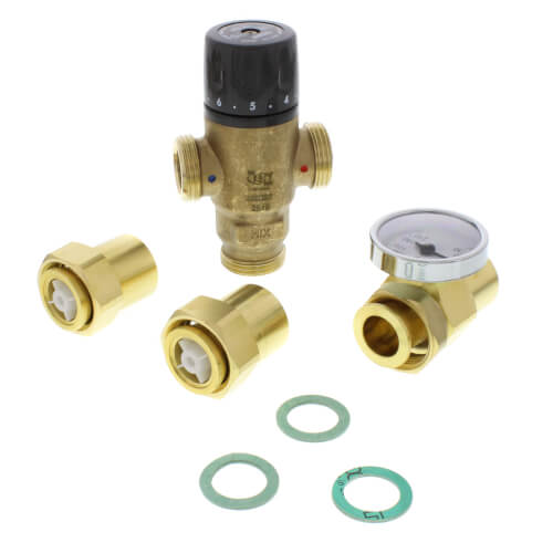 Caleffi 521619AC 1 Sweat Thermostatic Mixing Valve W/ Temperature Gauge & Check Valve