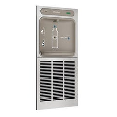 Elkay LZWSM8C Bottle Filling Station Filtered Stainless Steel 20 x 26 Inch Wall Mount 115 Volt 60 Hertz 1 Amp Antimicrobial Green Ticker Laminar Flow Real Drain Visual Filter Monitor