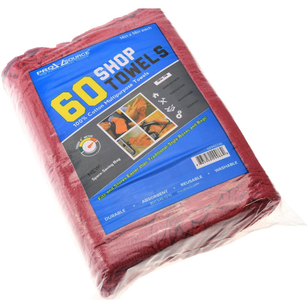 PRO-SOURCE Pro-source 42-PRO-ST60 Cotton Shop Towel Red 60 Pack