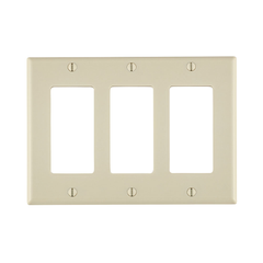 Leviton 80411-T 3-Gang Decora/GFCI Device Wall Plate Standard Size Thermoset Light Almond