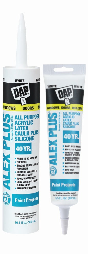 DAP Dap 18071 Alex Plus All-Purpose Acrylic Latex Caulk Plus Silicone 10.1 fl oz Pack of 12