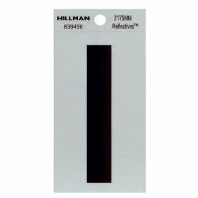 HILLMAN Hillman Fasteners 839496 Reflective Letter I 3 Inch Black 6 Pack