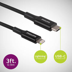 Jasco DLC3201VB/37 USB-C to Lightning 3 Ft. Cable, MFi Certified