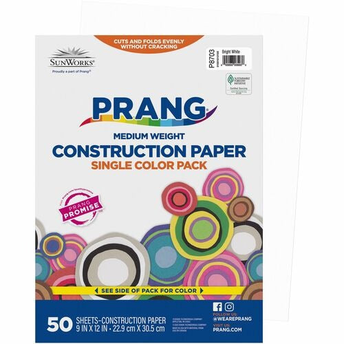 PACON Pacon PAC8703 Construction Paper 9x12 Bright White 50 Pack