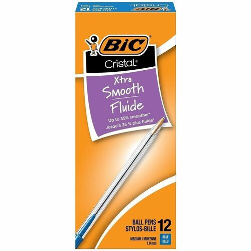 BIC Bic BICMS11BE Cristal Ballpoint Pen Blue Medium 12pk