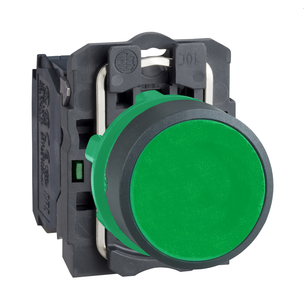 Schneider Electric XB5AA31 Push Button 22 mm 600 VAC 1.2 Amp 1NO Green Round Momentary Flush Non-Illuminated