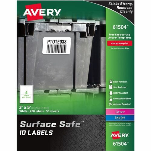 AVERY Avery AVE61504 Removable White Labels 3x5 in 200 Pack