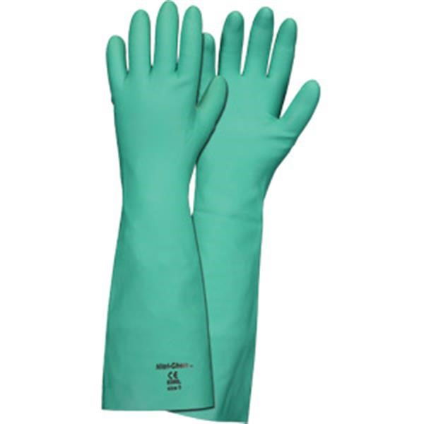 MCR Safety 5350L Nitri-Chem Unlined Green Nitrile Gloves, 22 mil, 18 L