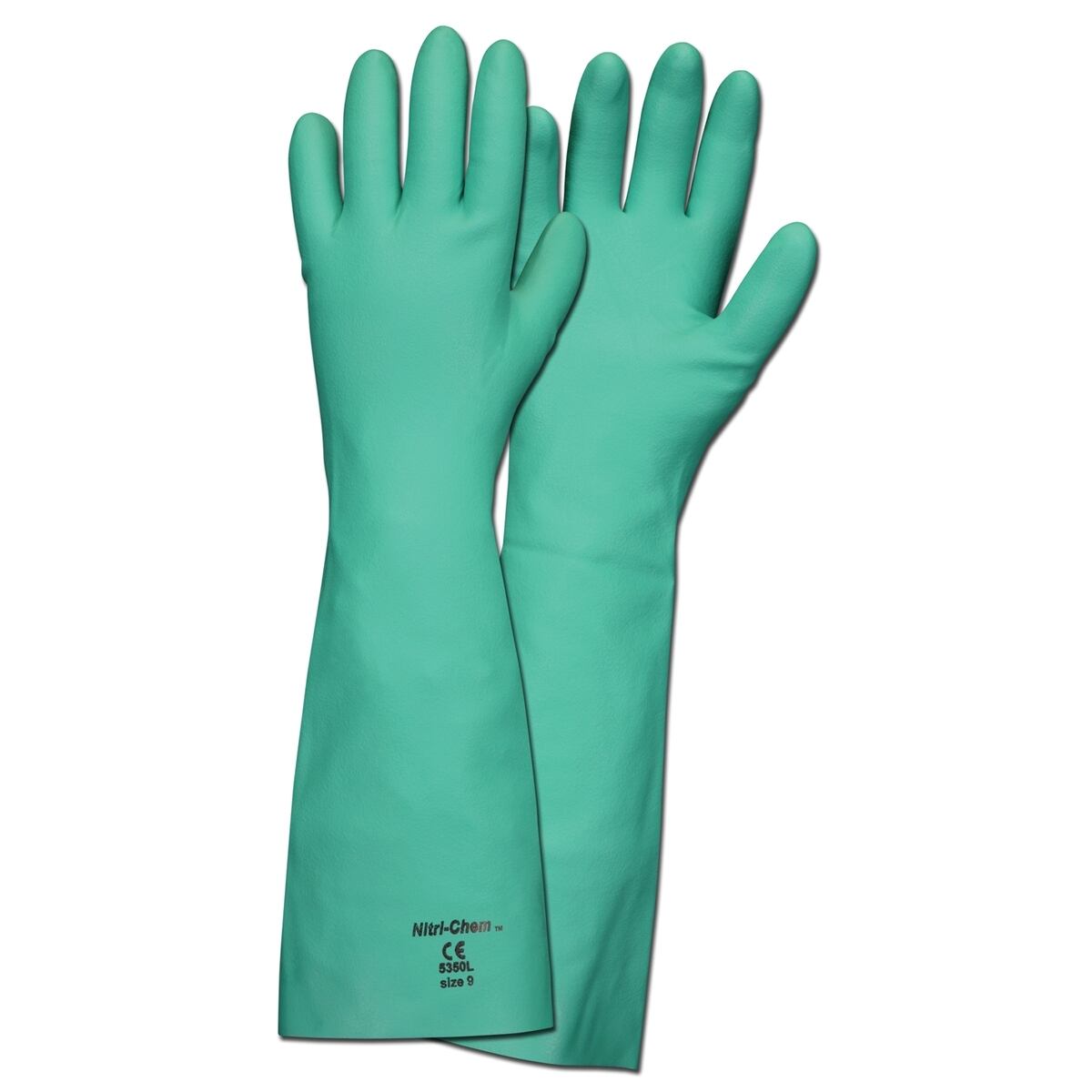 MCR Safety 5350XL Nitri-Chem Unlined Green Nitrile Gloves 22 MIL 18 L