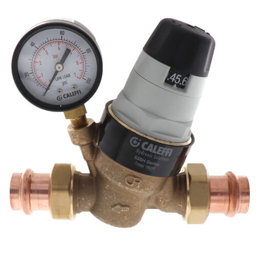 Caleffi 535651HA 3/4 Press Pressure Reducing Valve w/ Gauge (Low Lead, Pre-adjustable)