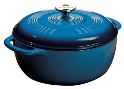 LODGE Lodge Mfg EC6D33 Cast Iron Dutch Oven 6 Quart Blue Enamel