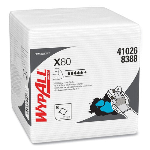 KIMBERLY-CLARK Kimberly-Clark KCC41026 WypAll X80 Quarter-Fold Towels 12.5 x 13 (50/Pack, 4 Packs/Case)