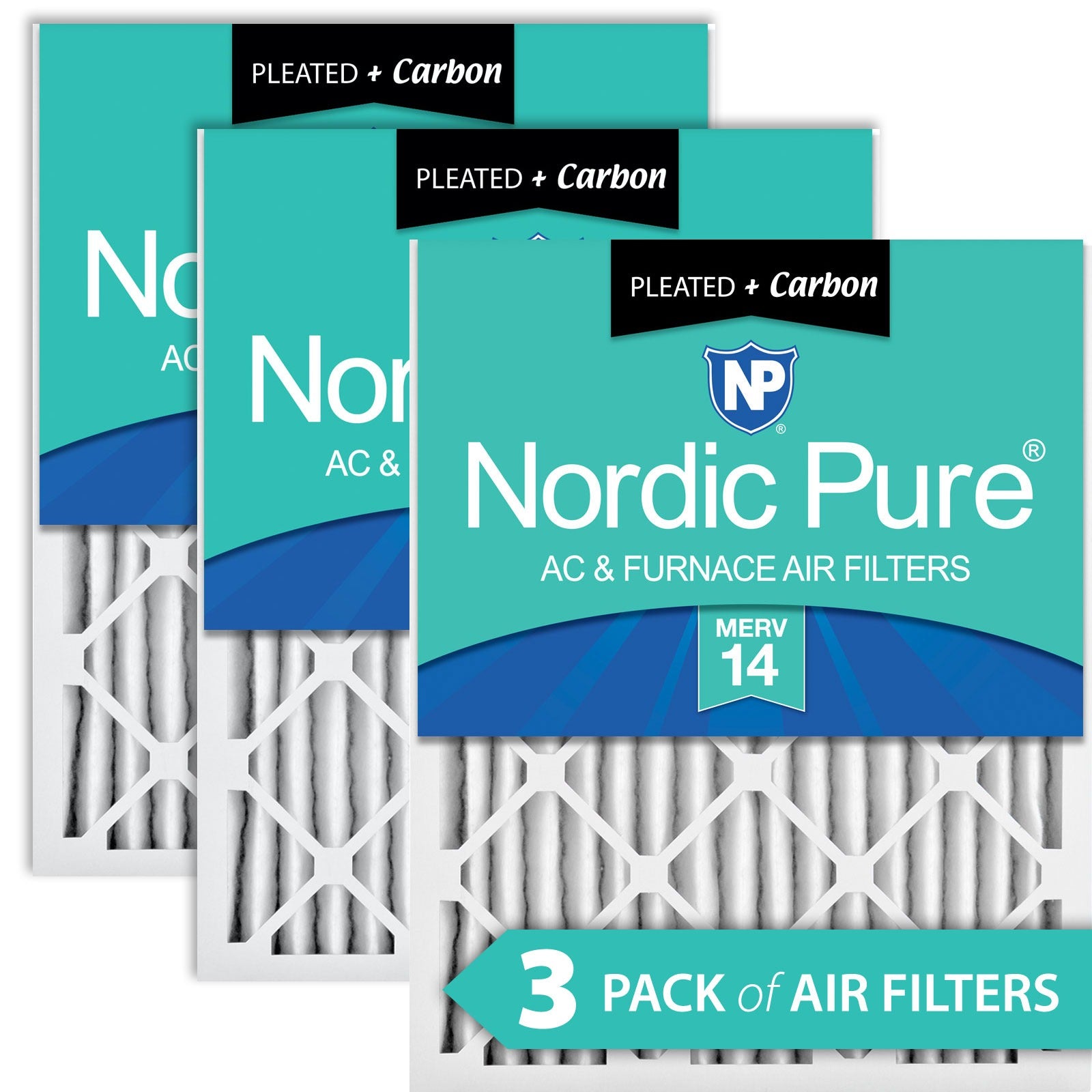 NORDIC PURE Nordic Pure 20x35x2M14+C-3 Merv 14 Plus Carbon Filter 3pk