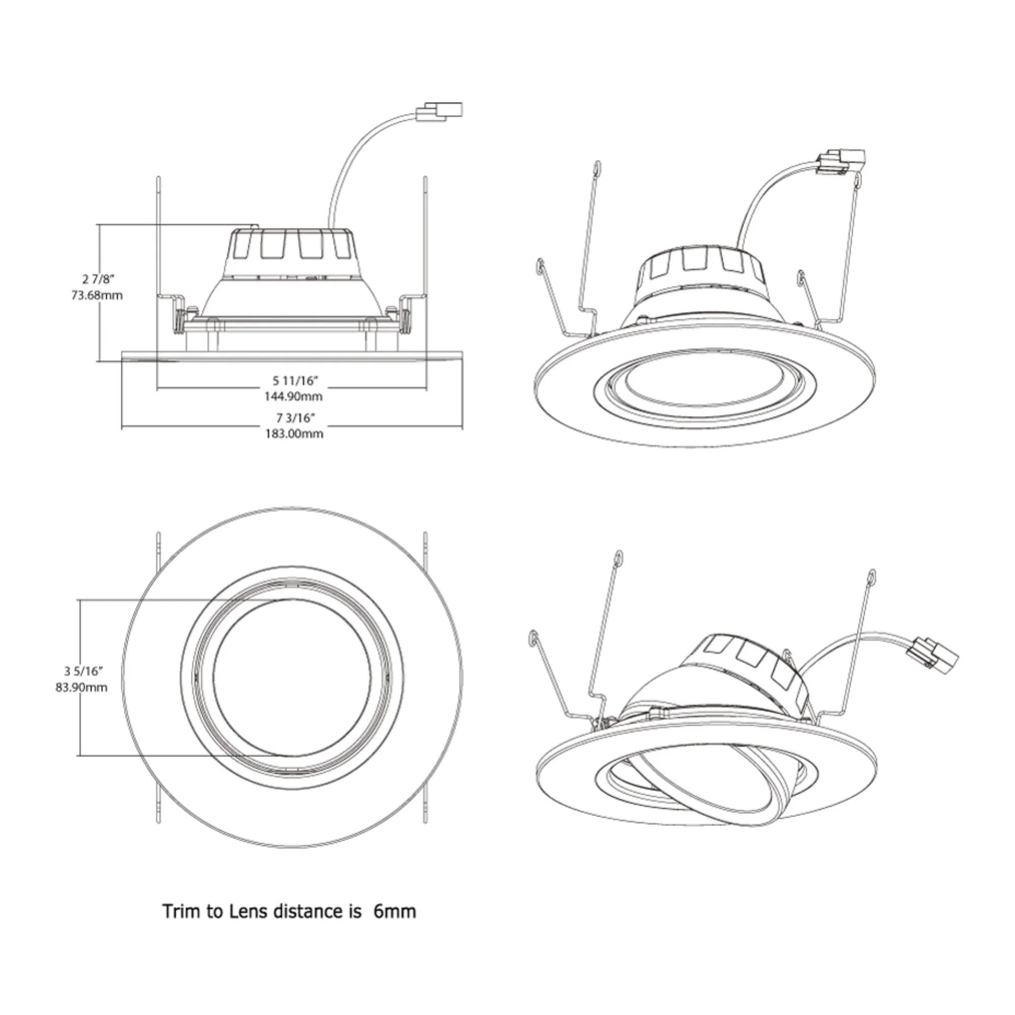 RAB LIGHTING Rab Lighting RA6R119FA120WS Led gimbal retrofit downlight 11W (6 inches adjustable 35Â°)