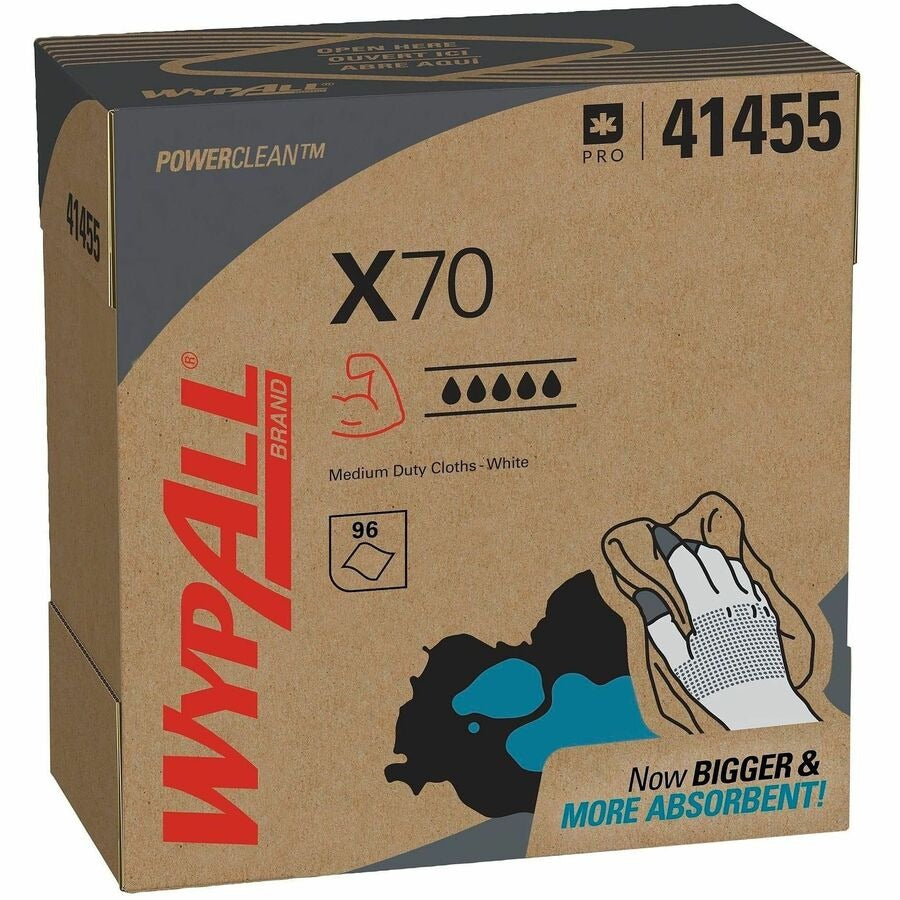 KIMBERLY-CLARK Kimberly-Clark KCC41455CT Wypall PowerClean X70 Medium Duty Cloths (8.34 x 16.80, 96/Box, 10/Carton)