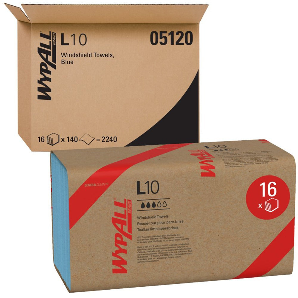 KIMBERLY-CLARK Kimberly-Clark 05120 WypAll L10 Light Cleaning Towels (140 sheets/box, 16 boxes/case)