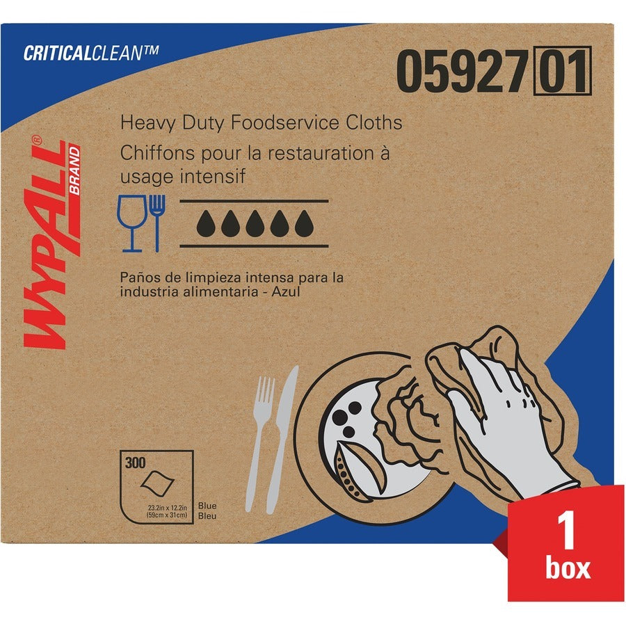 KIMBERLY-CLARK Kimberly-Clark KCC05927 Wypall Critical Clean High Capacity Heavy Duty Foodservice Cloths 12.5 x 23.5 in (300/Carton)