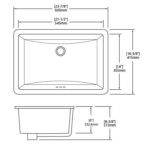 DAKOTA Dakota Plumbing US-2114W 21x14 Undermount Lavatory Sink White