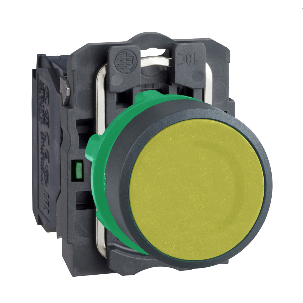 Schneider Electric XB5AA51 Square D 22 mm 600 VAC 1.2 Amp 1NO Yellow Round Momentary Flush Non-Illuminated Push Button