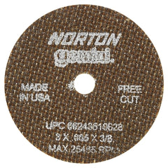 Norton 66243510628 Gemini Type 1 Reinforced Cut-Off Wheel, 3 Inch Diameter, 0.035 Inch Thick, 3/8 Arbor, 60 Grit, Aluminum Oxide