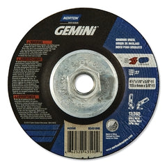 Norton 66252843590 Gemini Type 27 Grinding and Cutting Wheel 4-1/2 in dia x 1/8 in T x 5/8 in-11 Arbor Hole AO