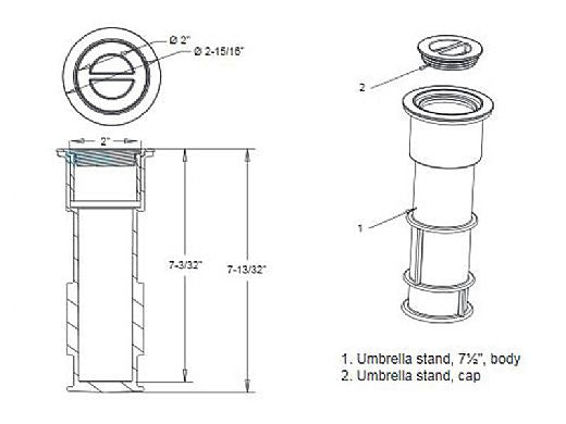 AquaStar US100 AquaStar 7-1/2 Umbrella Stands with Sleeve and Center Cap