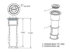 AquaStar US100 AquaStar 7-1/2 Umbrella Stands with Sleeve and Center Cap