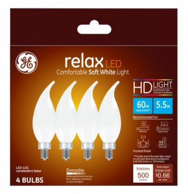 GE G E Lighting 36986 Candelabra Led Bulb 5.5W 2700K 4 Pack