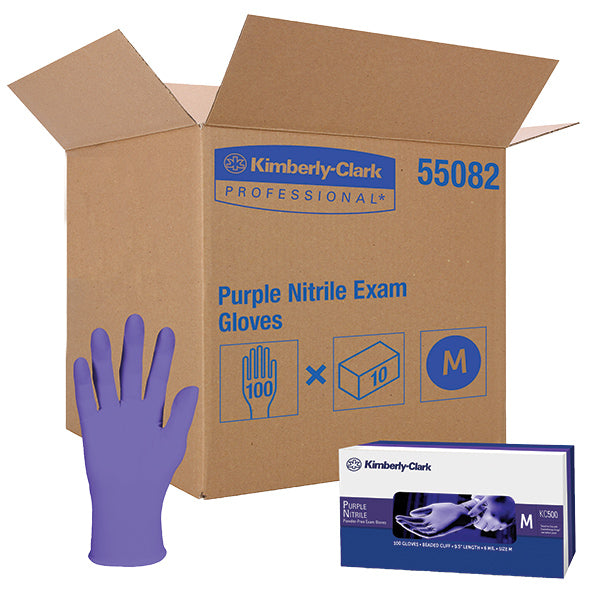 Kimberly Clark Global Safety 55082 KleenGuard Purple Nitrile Exam Gloves Medium 10 Boxes/100 Each