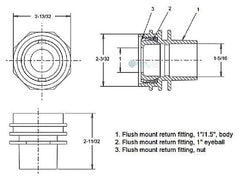 AquaStar 301 Return Fitting Power 1 Flush Mount