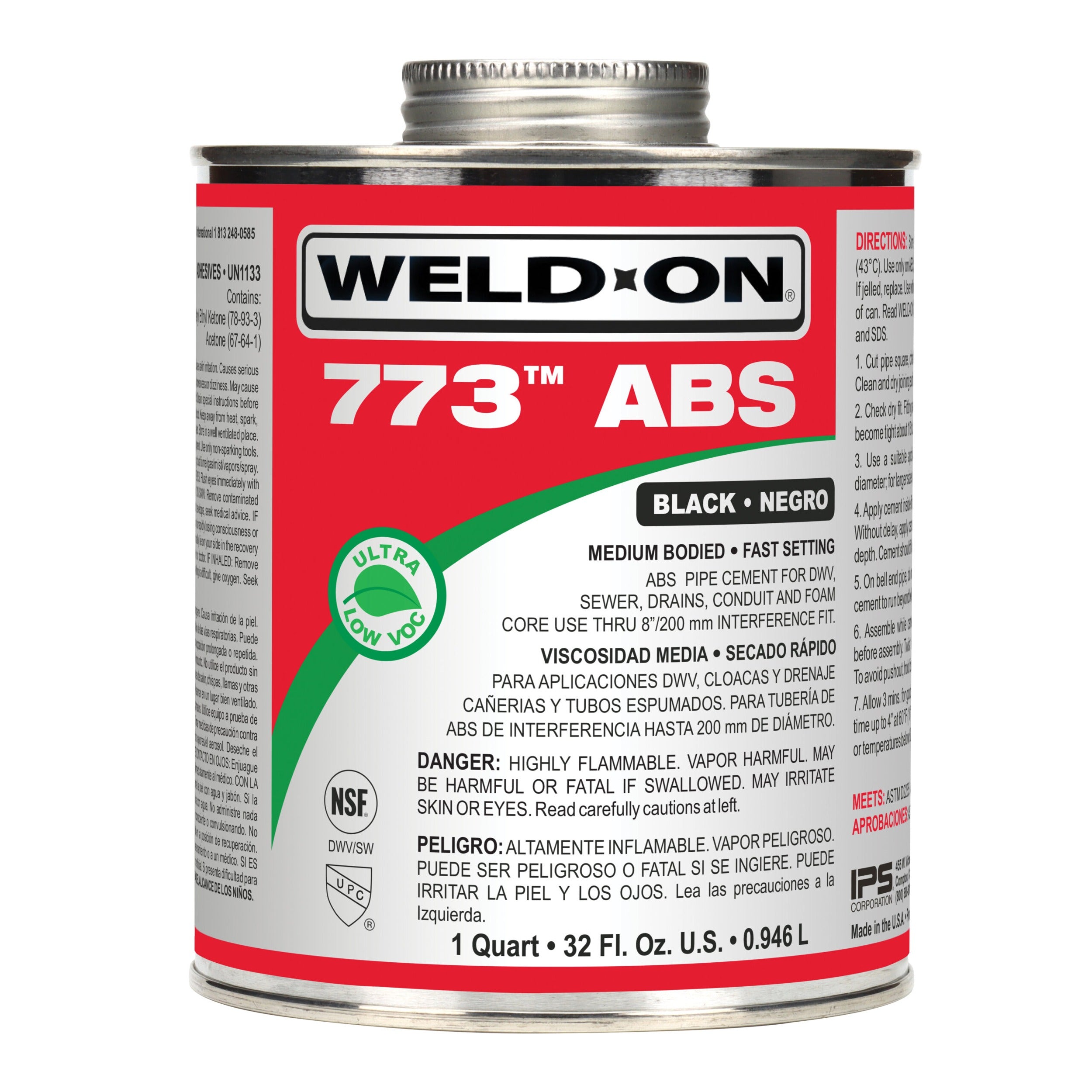 IPS Ips 10245 773 ABS Cement 1/2 Pint Can with Applicator Cap