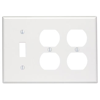 Leviton 80747-W 3-Gang 1-Toggle 2-Duplex Device Wallplate