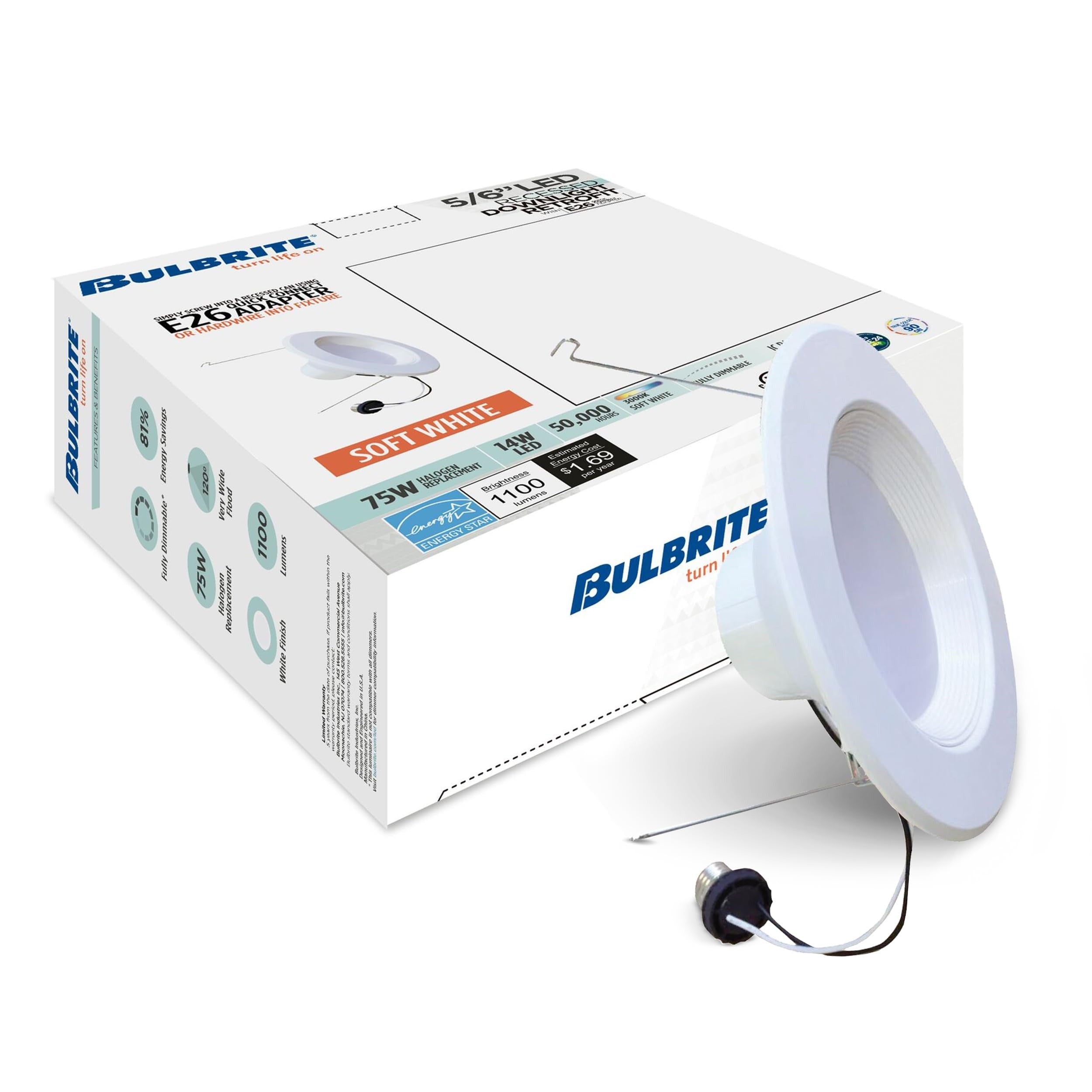 BULBRITE Bulbrite 773166 Led Recessed Downlight 14W 5-6in 3000K