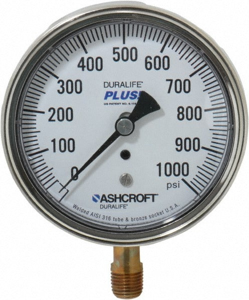 ASHCROFT Ashcroft 95420XLL Pressure Gauge 0-1000 Psi 3.5 in Dial