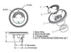 AquaStar 4DIV101 AquaStar 4 Adjustable Floor Return Fitting with Water Stop | White | 4DIV101