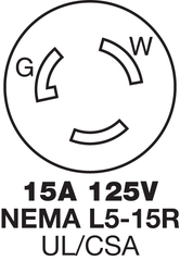 Hubbell HBL4715C 15 Amp 125 Volt NEMA L5-15R White Nylon Locking Flanged Receptacle