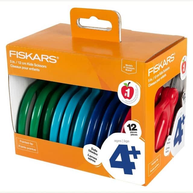 FISKARS Fiskars FSK1067002 5 inches Pointed-tip Kids Scissors 5 in Blade Length (12/Pack)
