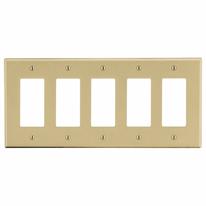 Hubbell P265I Rocker Wall Plate 5 Gangs Ivory