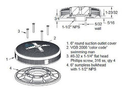 AquaStar 615T105 AquaStar 6 Sumpless Bulkhead Fitting with 1.5 MPT (for 1022) (VGB Series)