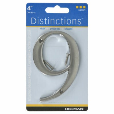HILLMAN Hillman Fasteners 843329 Flush Mount House Number 9 Nickel