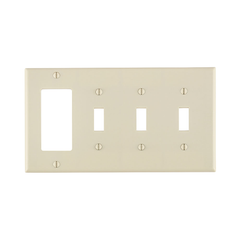 Leviton P326-T 4-Gang 3-Toggle 1-Decora/GFCI Device Combination Wallplate, Light Almond