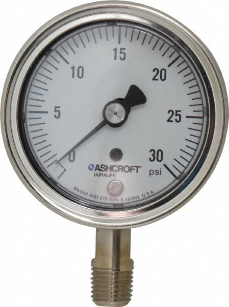ASHCROFT Ashcroft 94326 Pressure Gauge 0-30 Psi 2.5 in Dial Npt