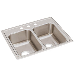 Elkay LR25193 Lustertone 25 x 19-1/2 in. 3 Hole Stainless Steel Double Bowl Drop-in Sink