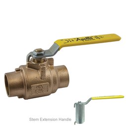 Apollo 77C24604A Ball Valve 77C-240A Bronze 1-1/4 Inch Solder 2-Piece Full Port Stem Extension 2-1/4 Inch