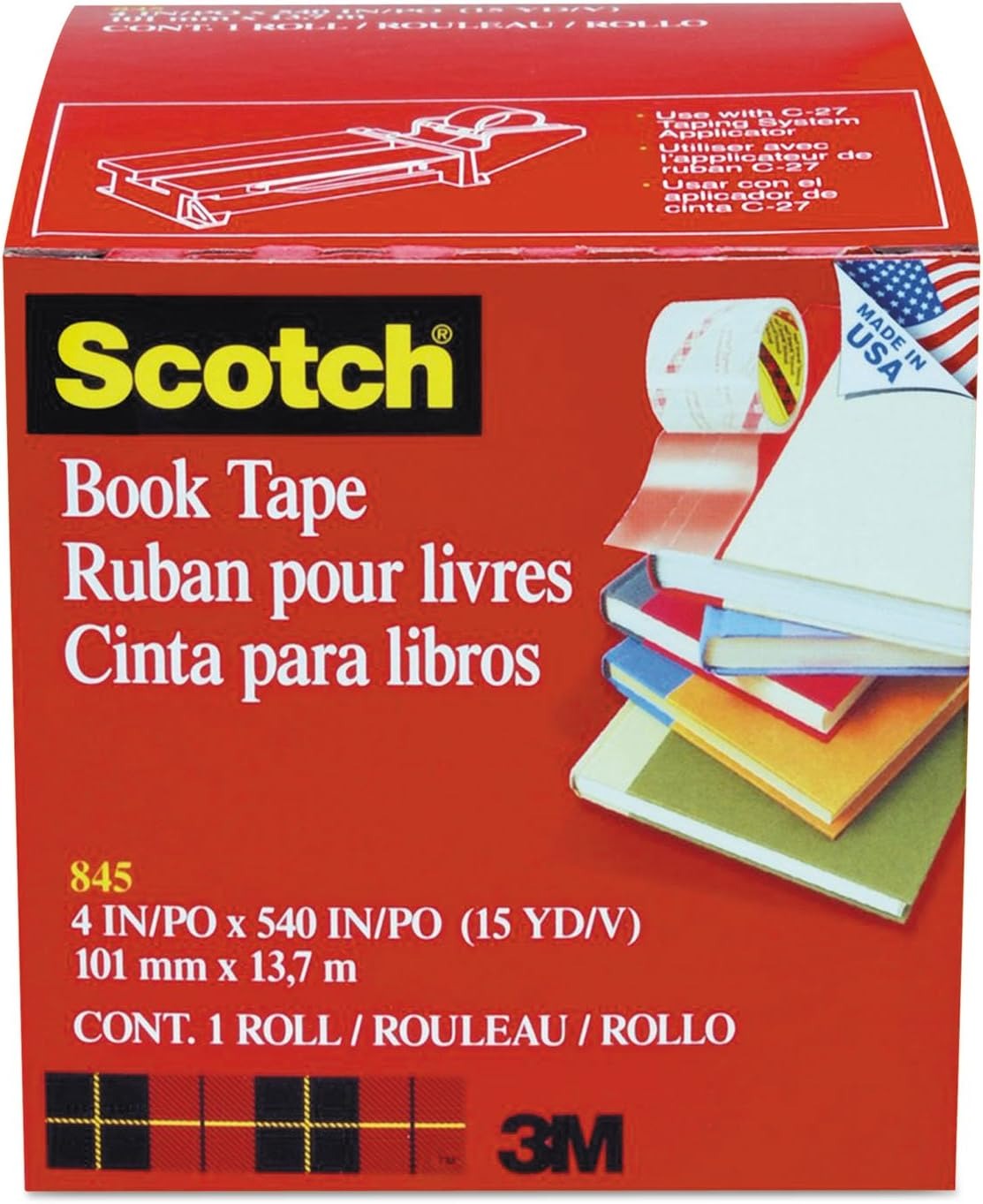 3M 3M MMM8454 See-Through Book Repair Tape (4 in x 15 yd, 3 in core)