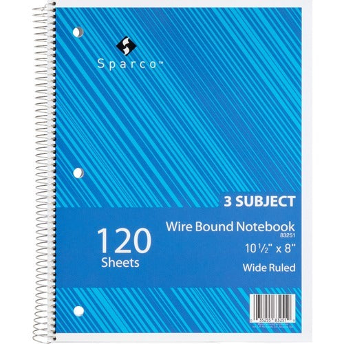 SPARCO Sparco SPR83251 Wire-bound 3-subject Notebook 120 Sheets