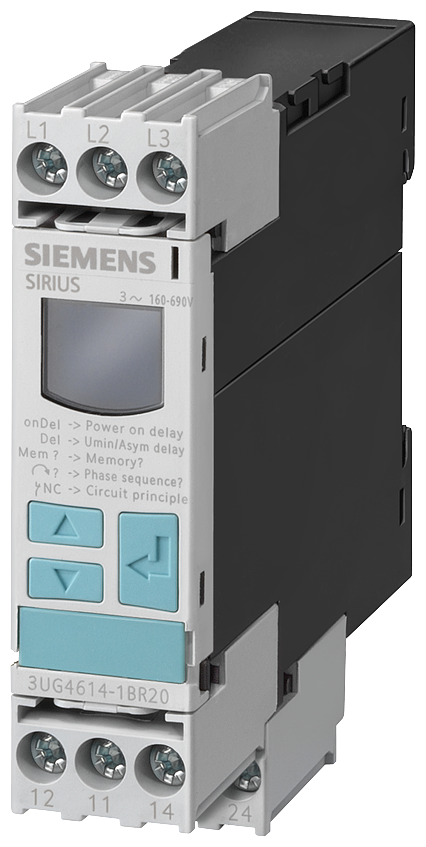 Siemens 3UG4615-1CR20 Voltage Monitoring Relay 160-690 VAC 0.1-20 Second 2CO 3-Pole