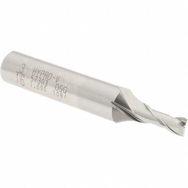 OSG Osg 5730300 Square End Mill 3/16 in 2 Flute Vanadium Hss